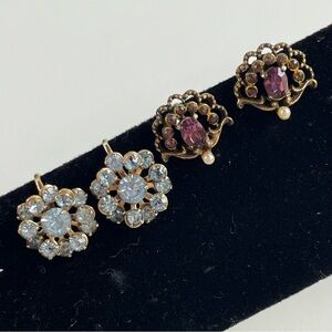 2 pairs vintage clip on fashion earrings